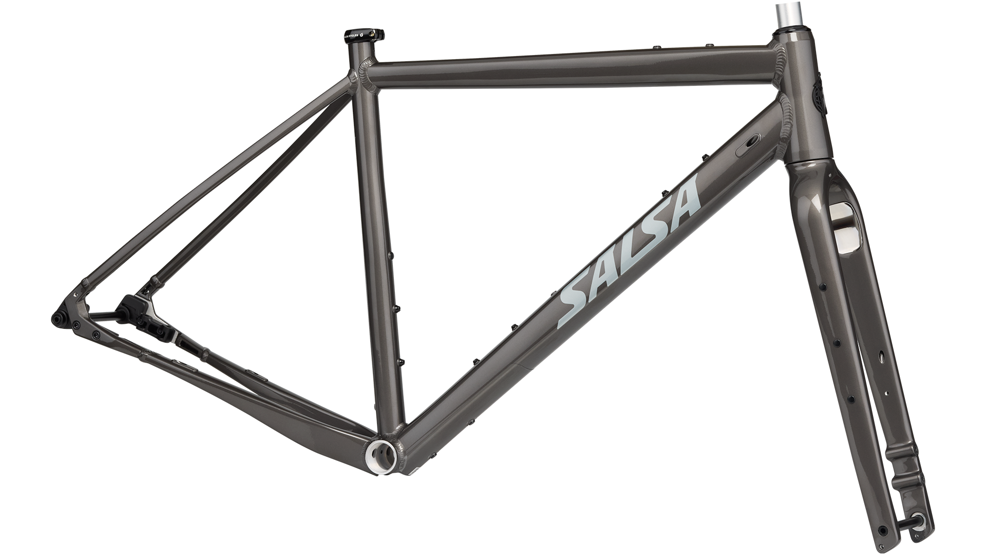 Salsa Stormchaser Frameset Metallic Black color side view on white background