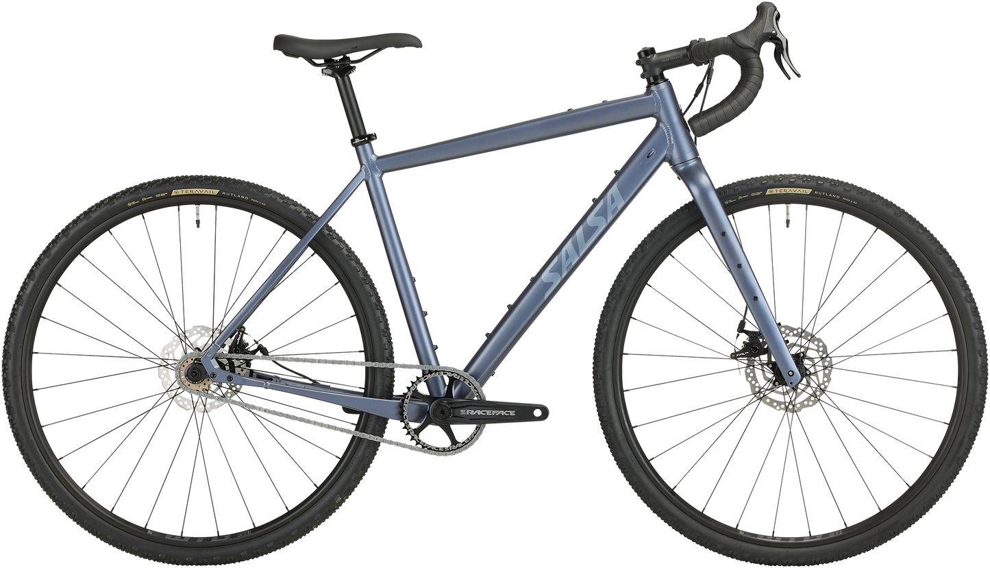 Salsa Stormchaser Single Speed Bike blue color side view on white background