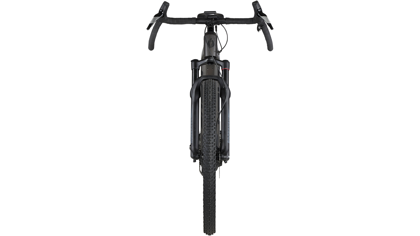 Salsa Tributary Ebike Apex Front Suspension in gray front looking view on white background