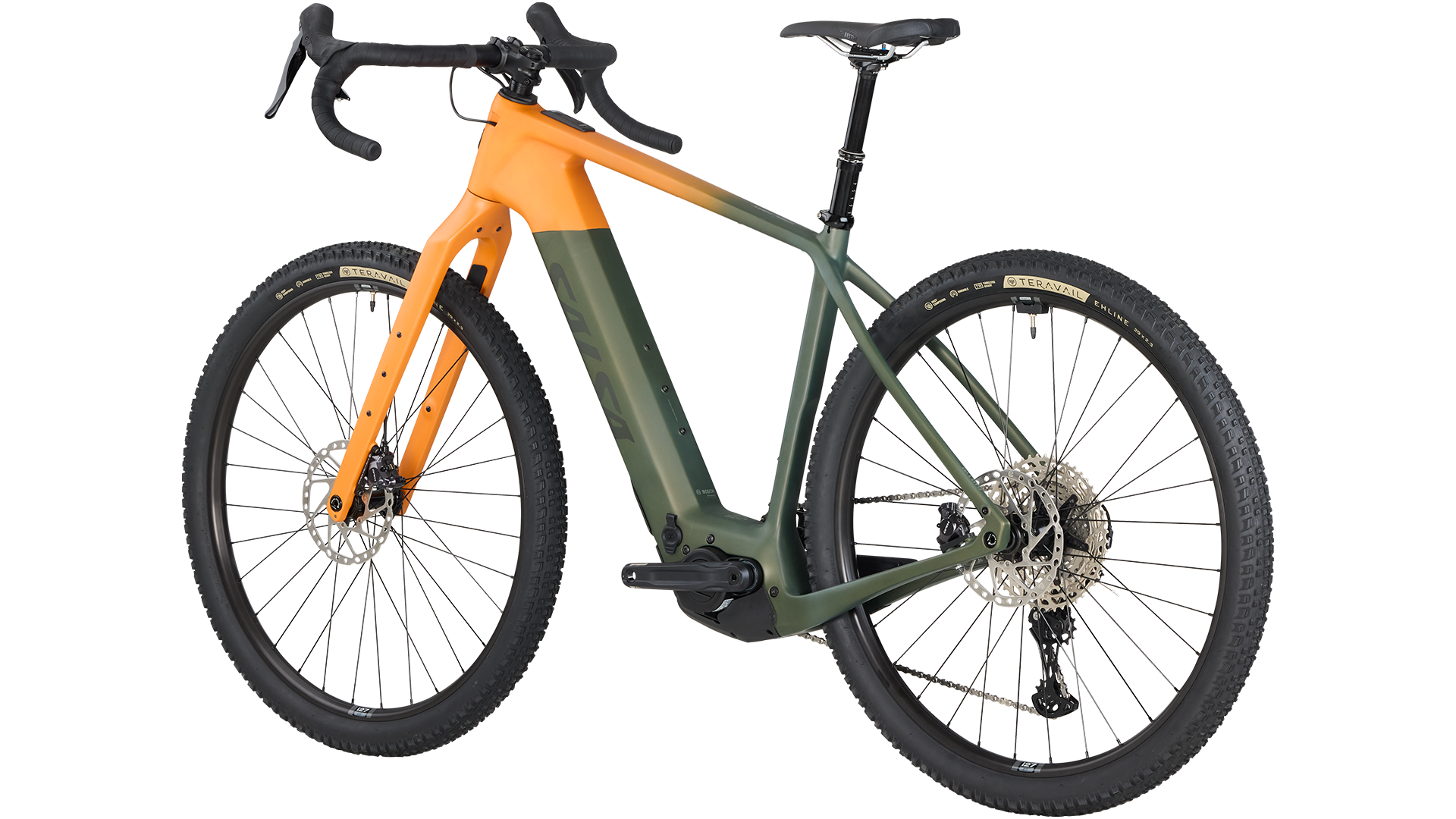 Salsa Tributary GRX 820 Ebike rear three-quarter view