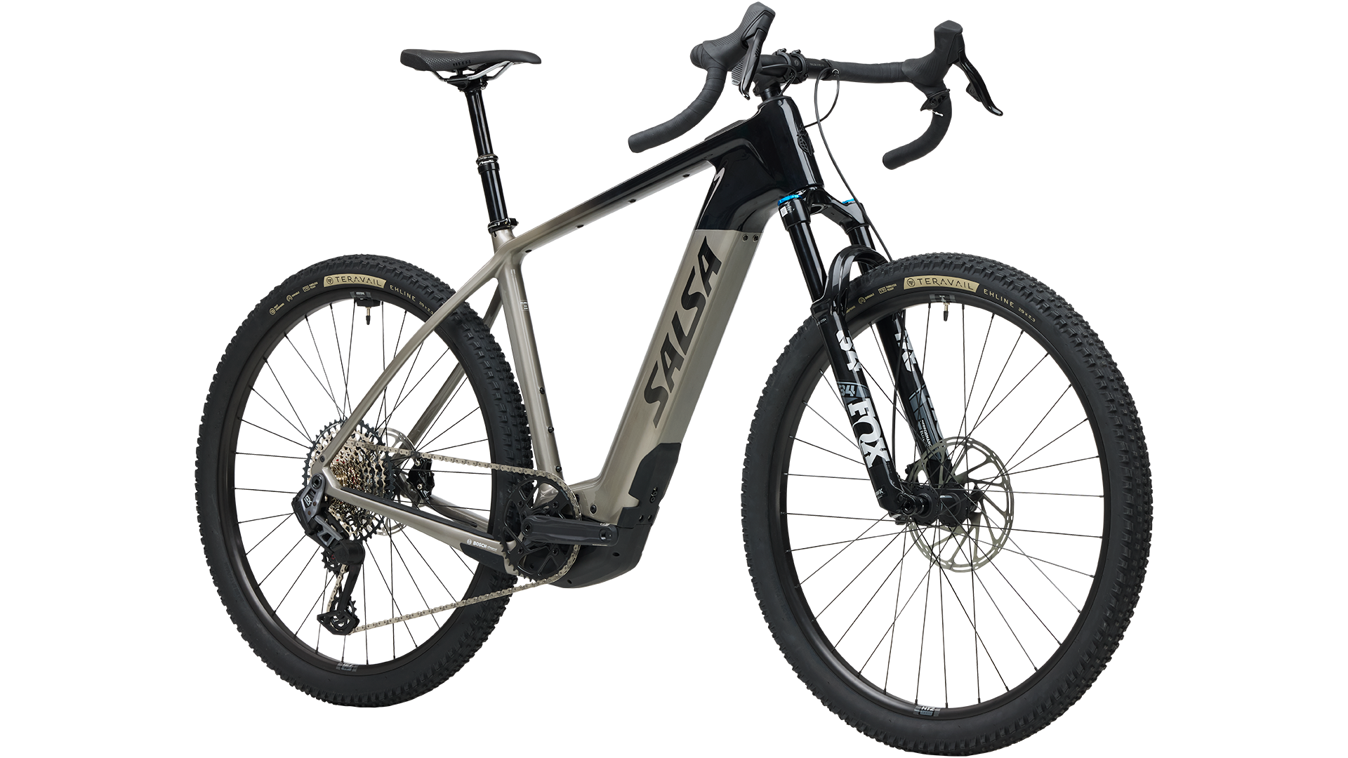 Salsa Tributary C Rival GX AXS Sus Ebike front three-quarter view