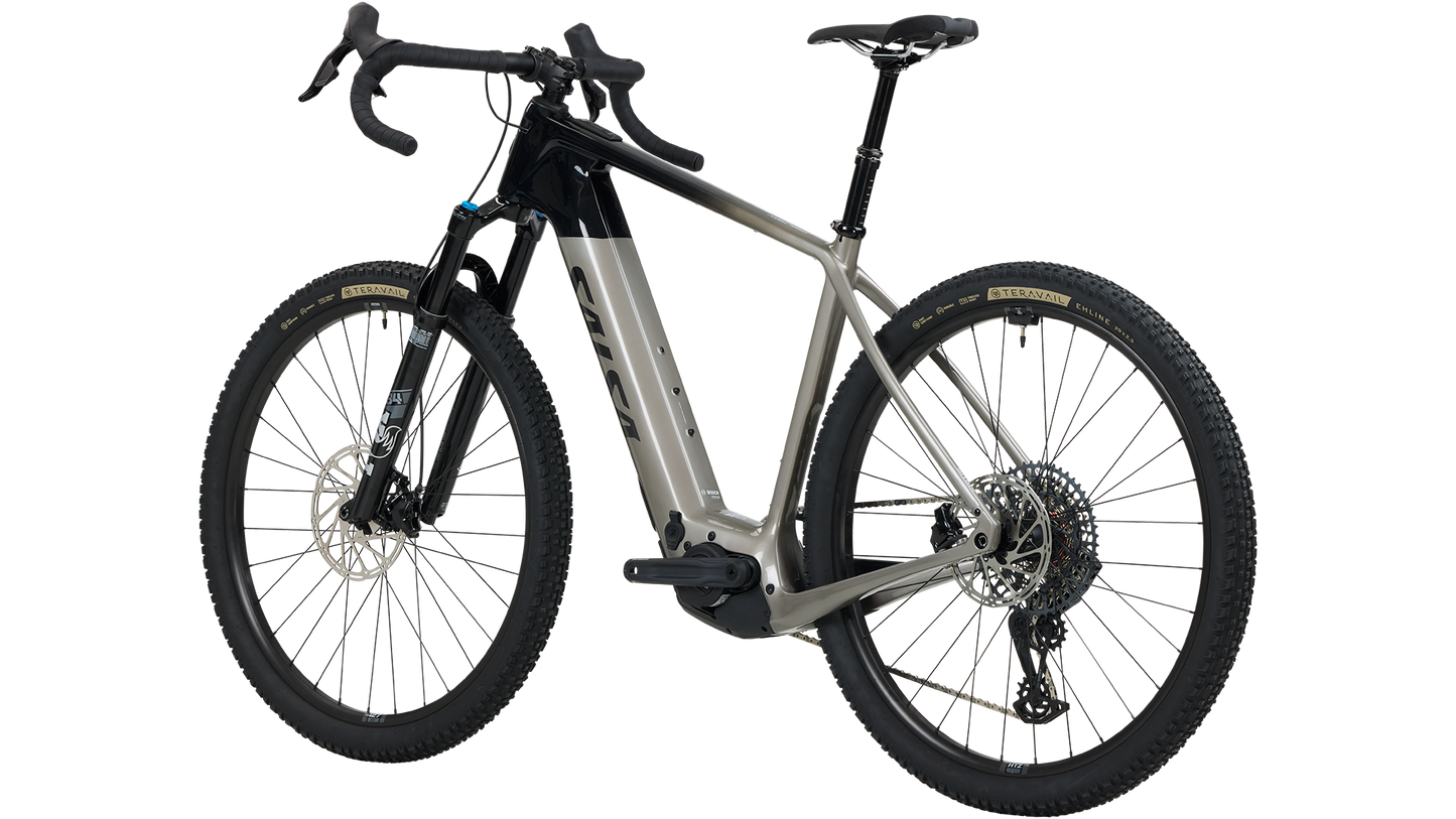 Salsa Tributary C Rival GX AXS Sus Ebike rear three-quarter view