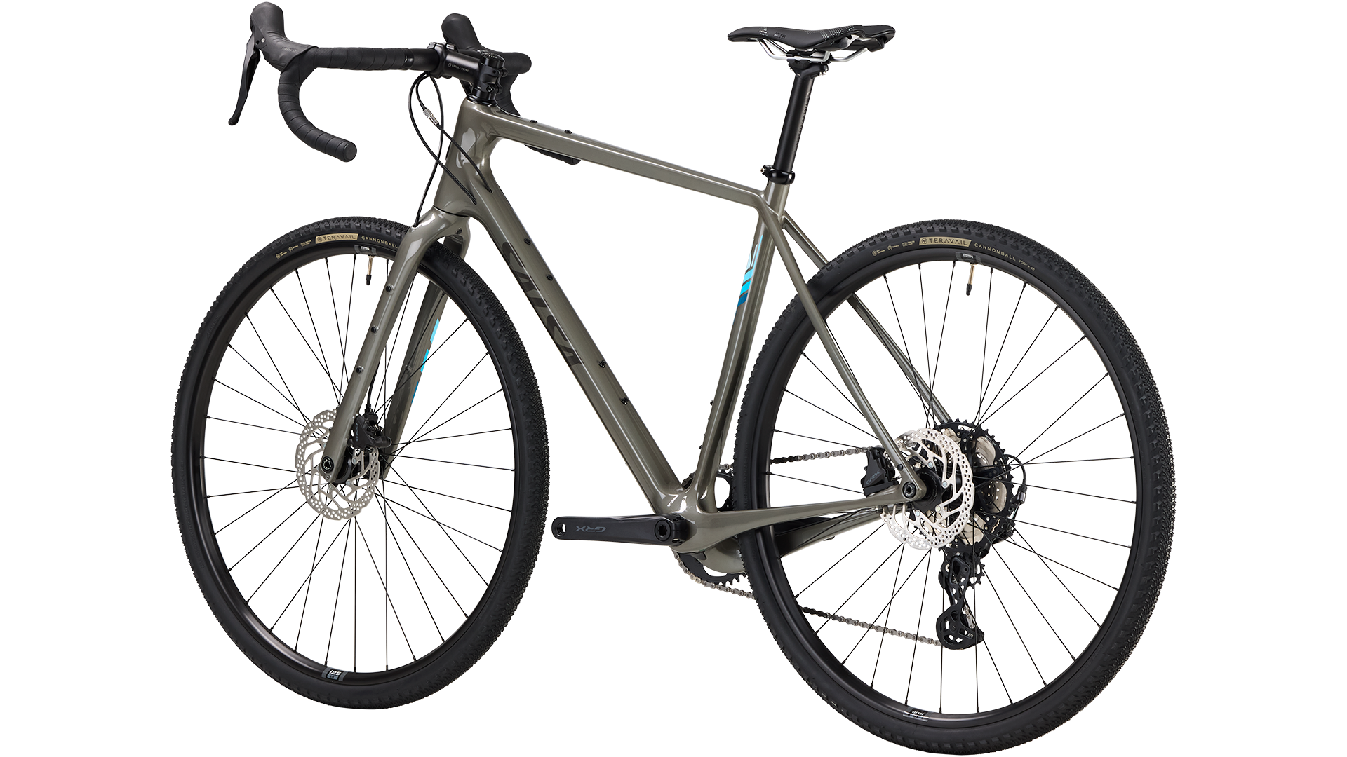 Salsa Warbird GRX 610 bike in gray color rear three quarter view