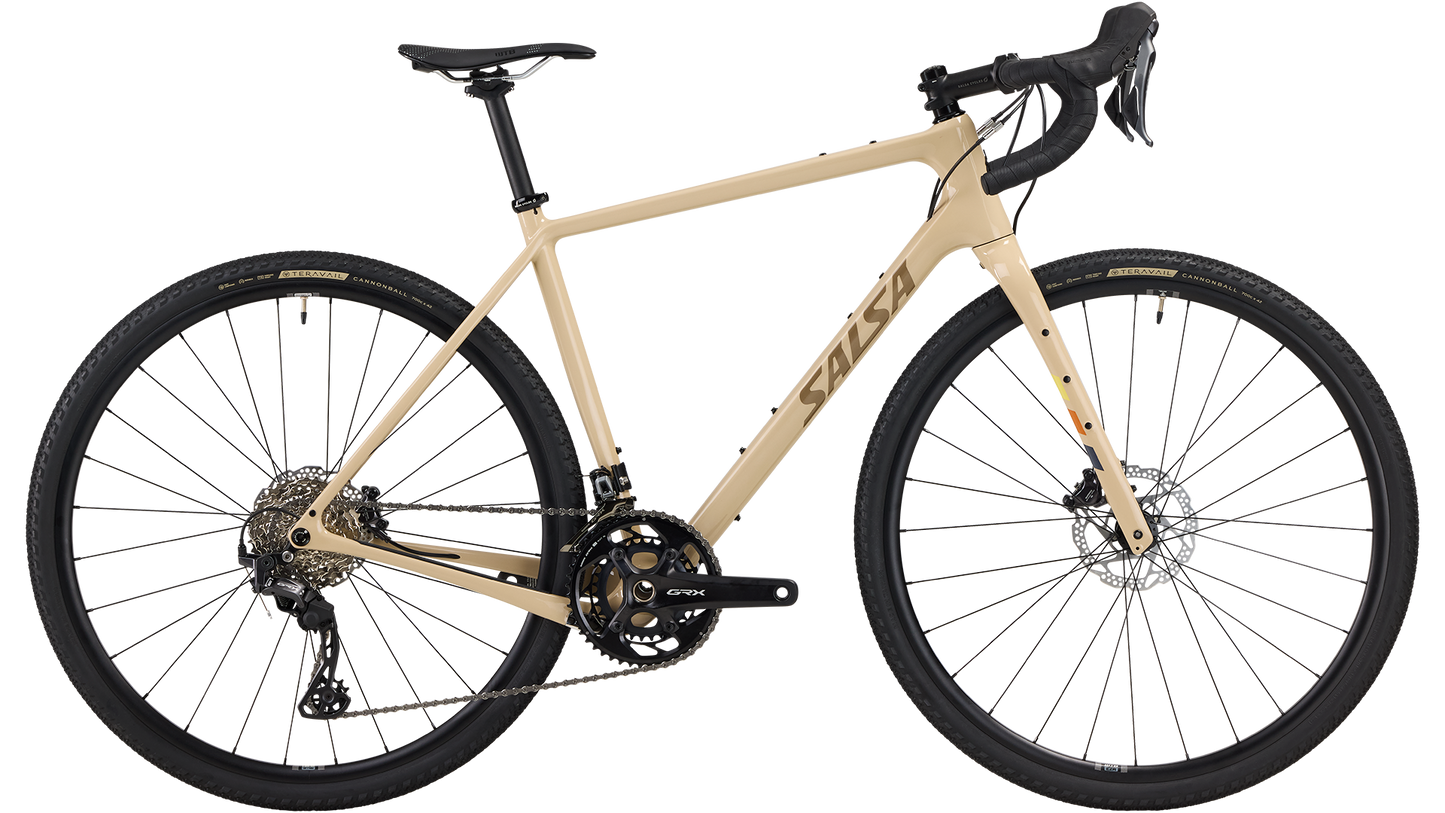 Salsa Warbird GRX 80 2x bike in tan color side view