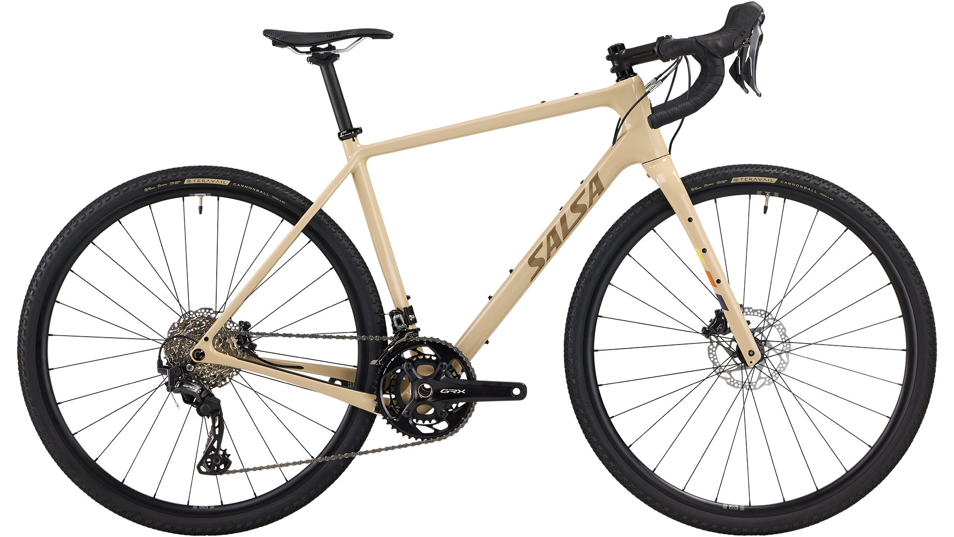 Salsa Warbird GRX 80 2x bike in tan color side view