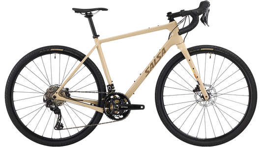 Salsa Warbird GRX 80 2x bike in tan color side view