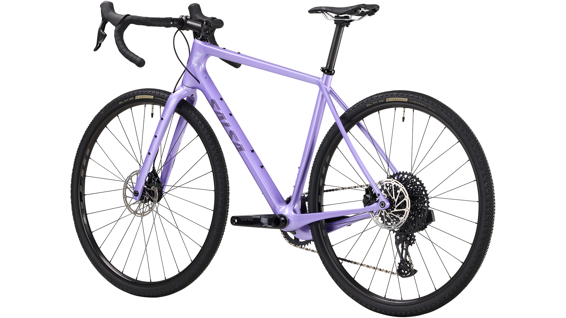 Salsa Warbird Rival GX AXS bike in purple rear three quarter view