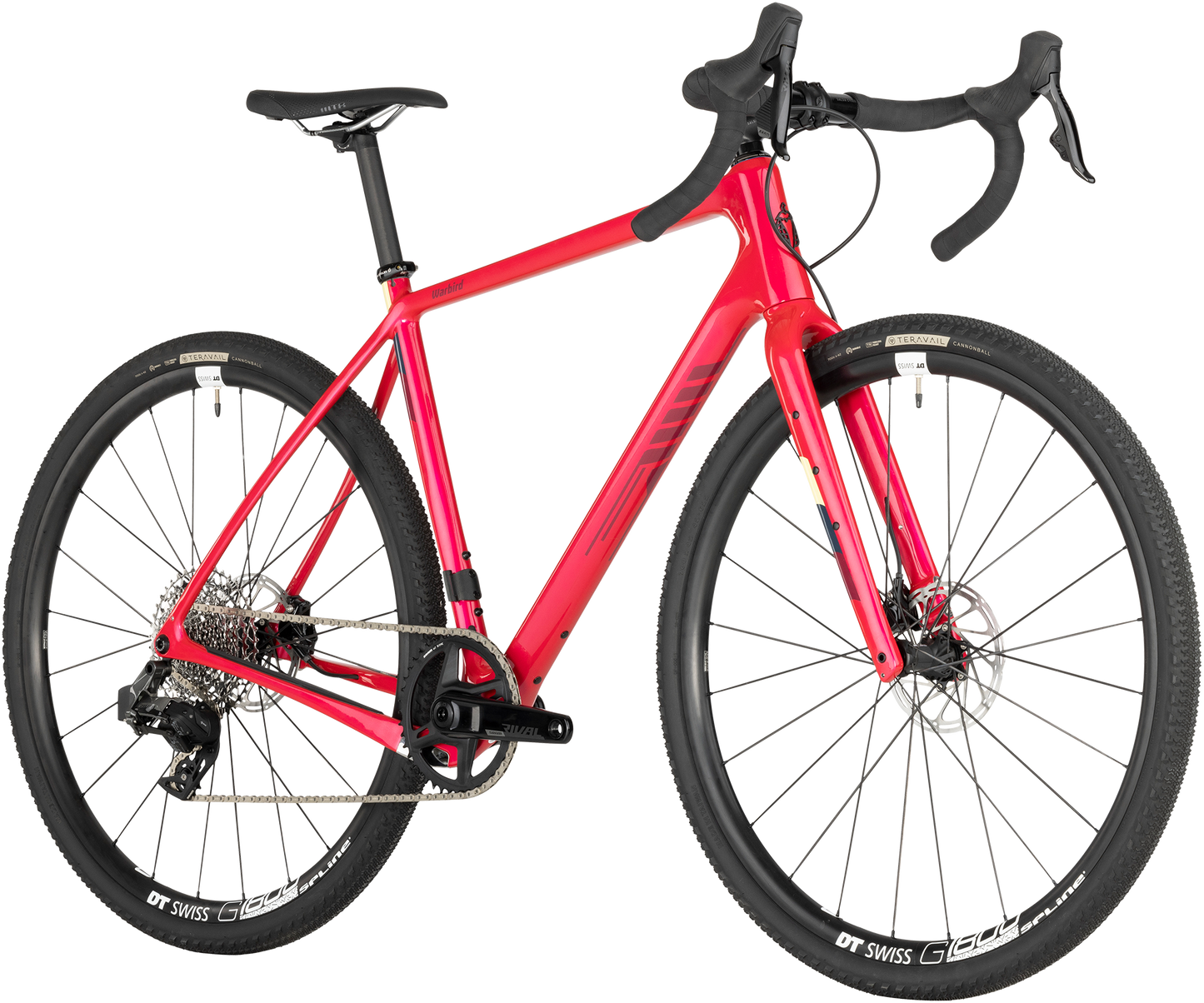 Salsa Warbird C Rival XPLR AXS bike, red, front three-quarter view on white background