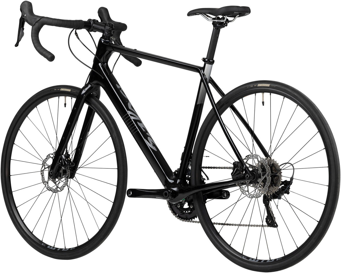 Salsa Warroad C 105 bike black rear three-quarter view