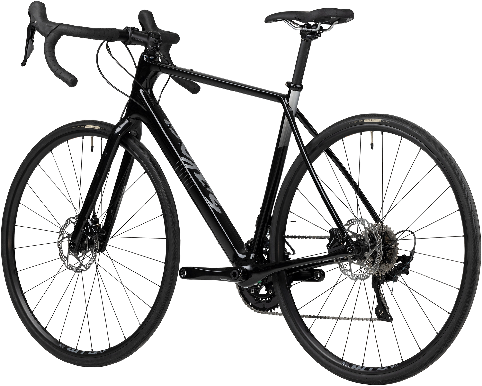 Salsa Warroad C 105 bike black rear three-quarter view