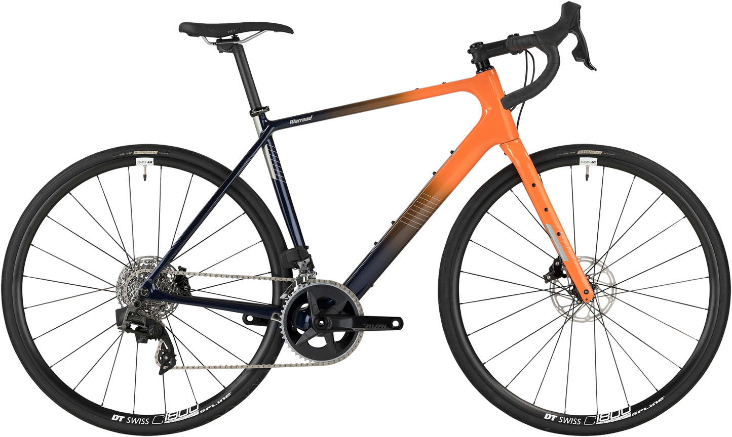 Salsa Warroad C Rival AXS bike, orange purple fade color, side view on white background