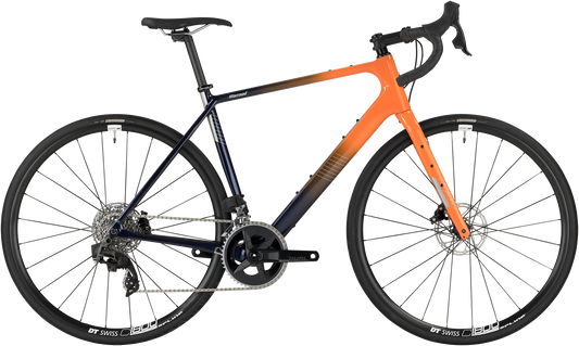 Salsa Warroad C Rival AXS bike, orange purple fade color, side view on white background