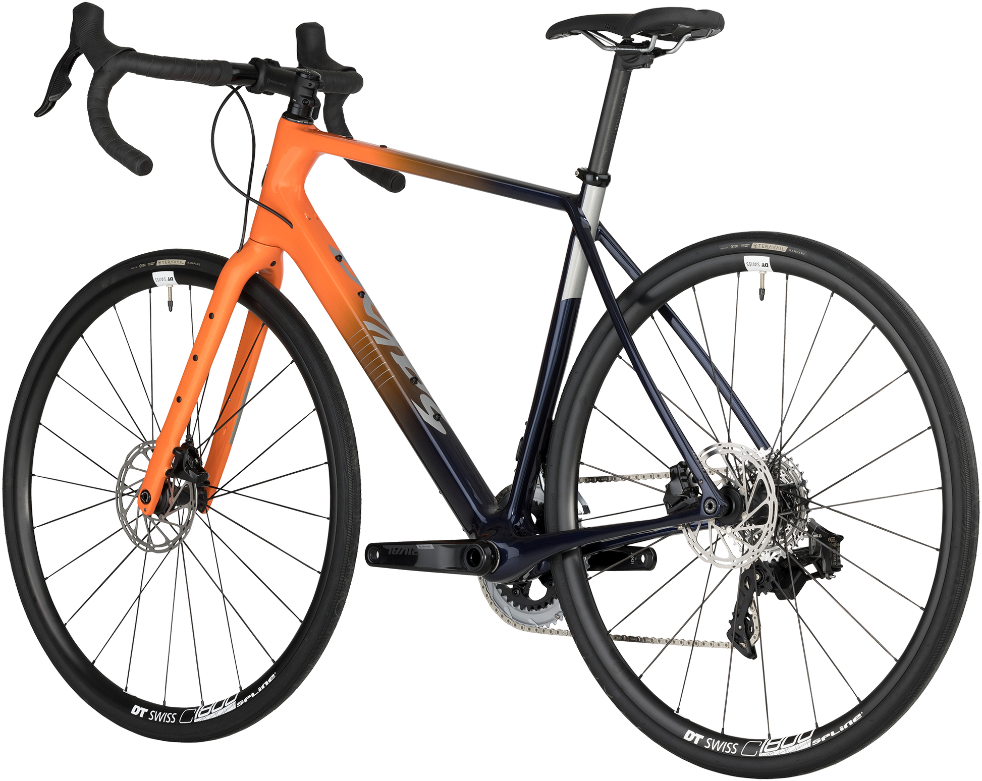 Salsa Warroad C Rival AXS bike, orange purple fade color, rear three-quarter view on white background