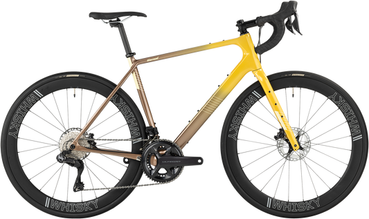 Salsa Warroad C Ultegra Di2 bike, gold fade color, side view on white background